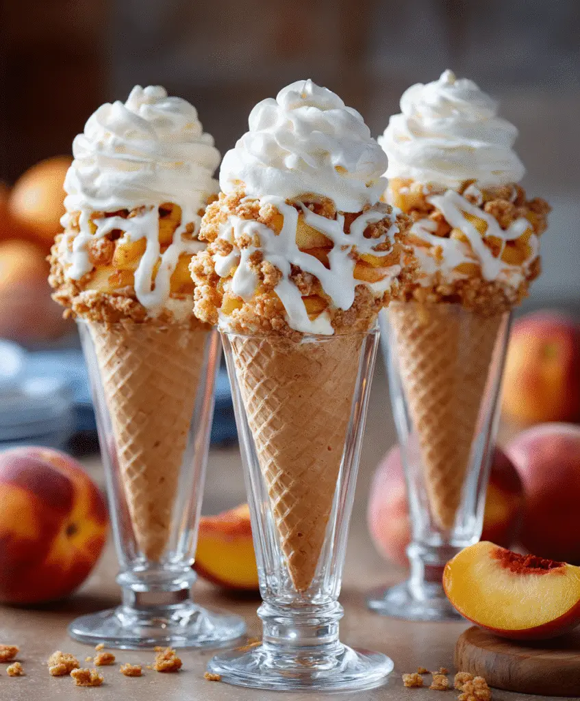 Peach Cobbler Cheesecake Cones 5 u1127111147 waffle cones filled with creamy cheesecake fillin 8a88df8c cd38 41a4 8b1f 87c79d12613e 3