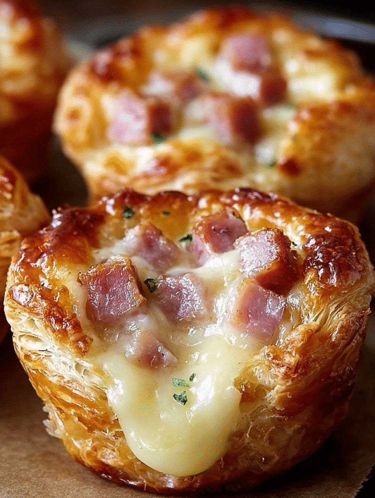 Ham & Gouda Puff Pastry Muffins with Dijon Glaze: Easy Recipe! 4 0 3