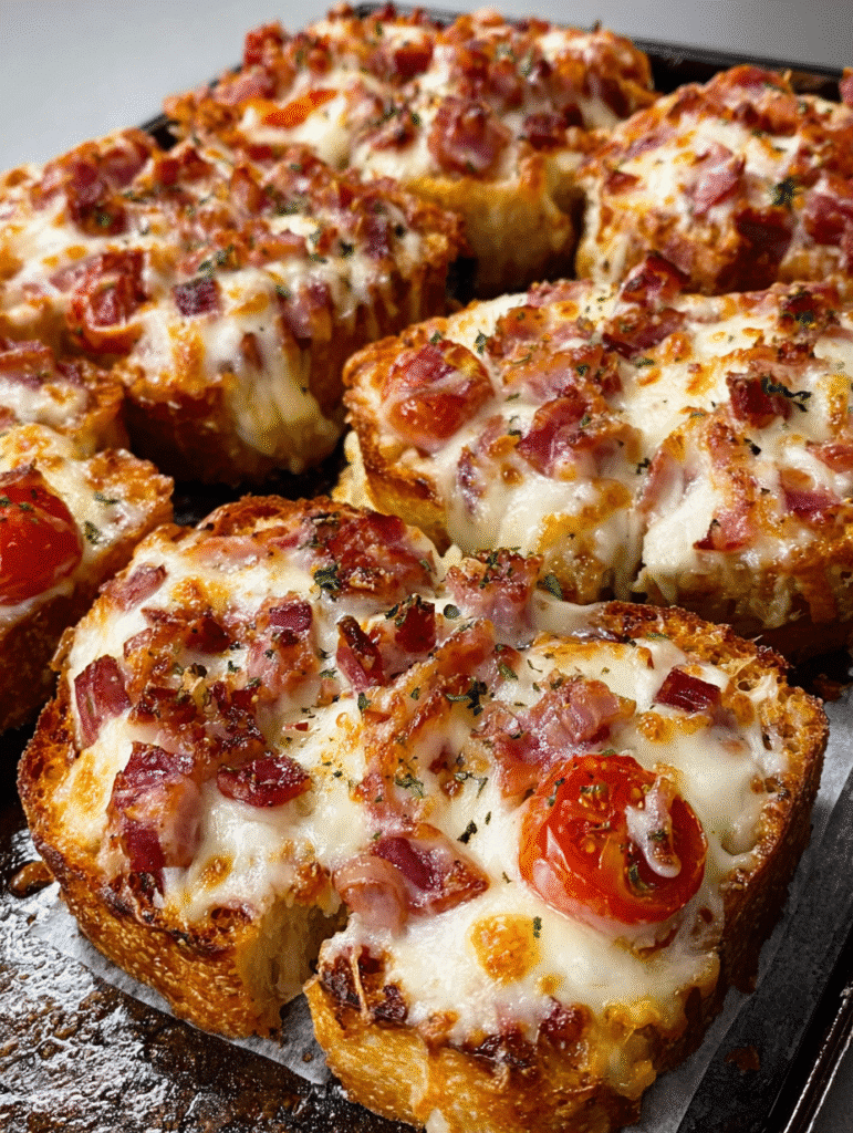 Cheesy Ham & Tomato Pizza Toasts: A Quick Delight! 5 Cheesy Ham & Tomato Pizza Toasts