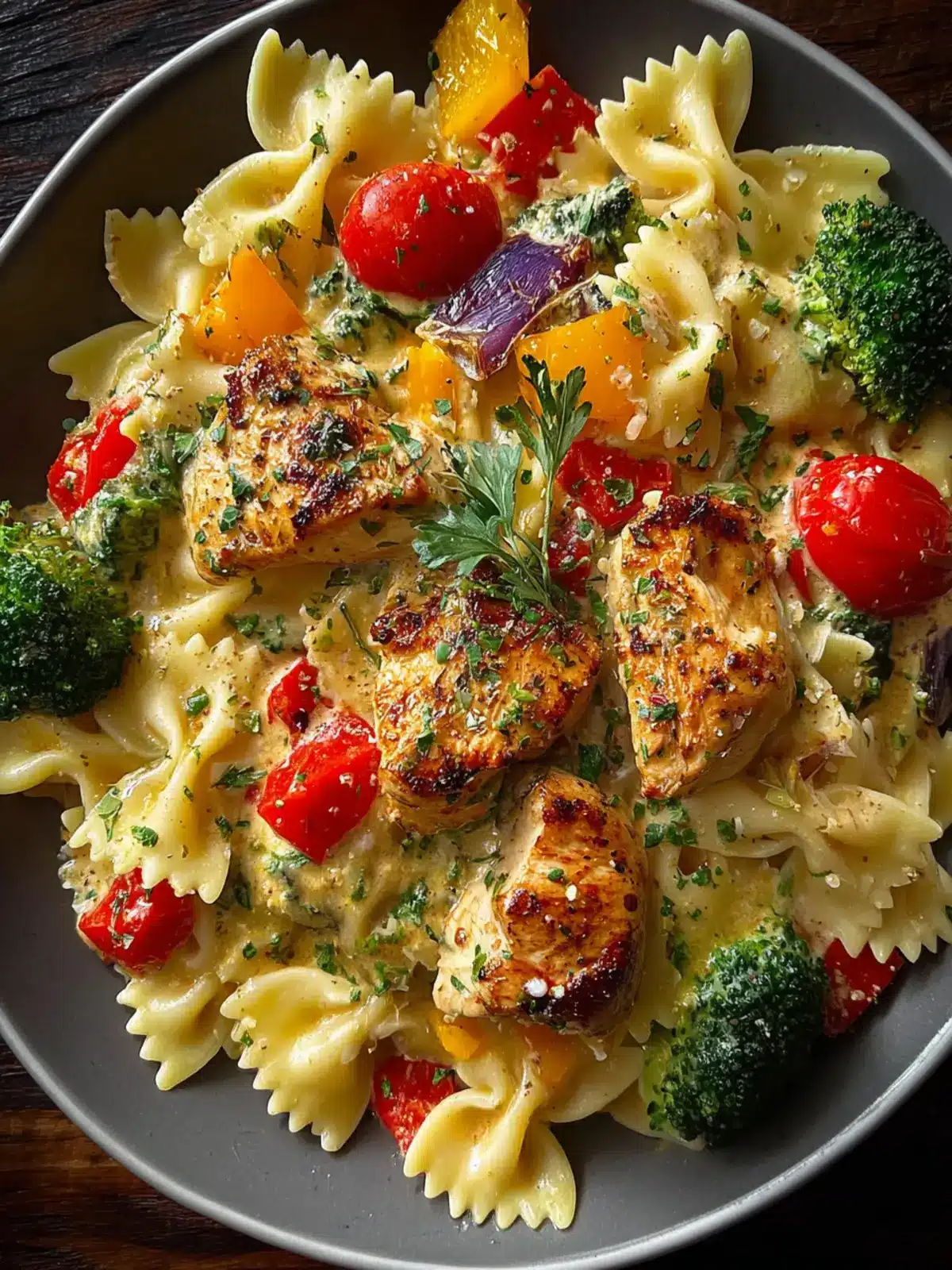 Creamy Cheddar Havarti Chicken Bowtie Pasta with Roasted Veggies Second Image eczc0t