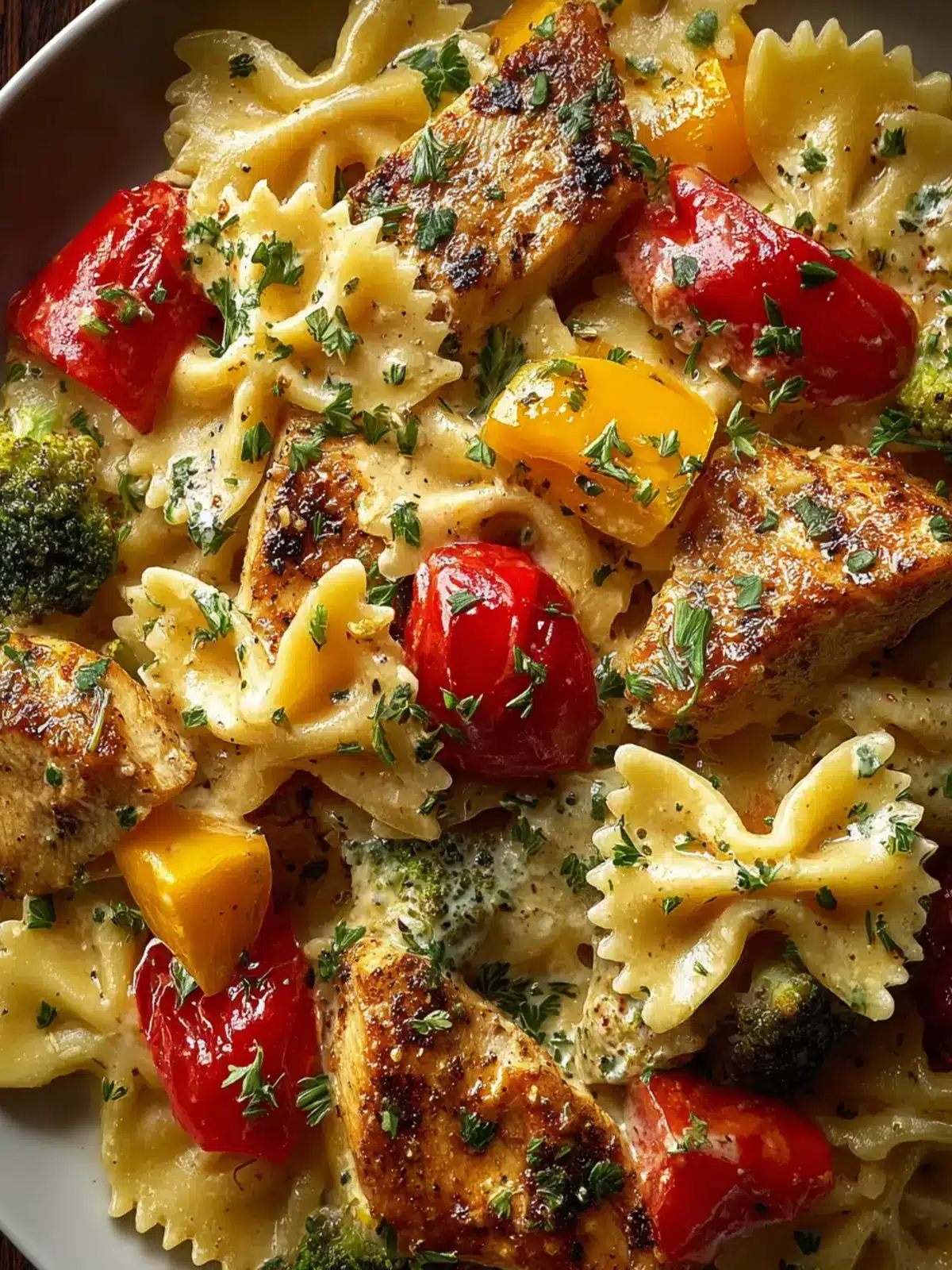 Creamy Cheddar Havarti Chicken Bowtie Pasta with Roasted Veggies Third Image nhlhrj
