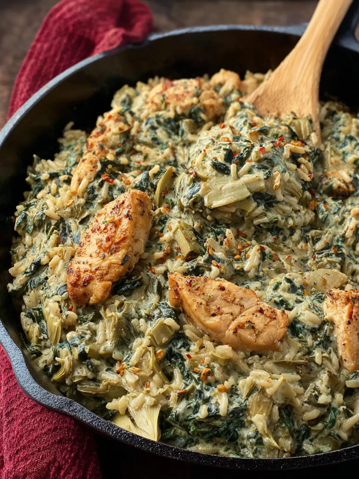 Creamy Spinach Artichoke Chicken: One-Pot Comfort Delight 6 Creamy Spinach Artichoke Chicken and Rice One Pot Recipe Second Image j2ydmb