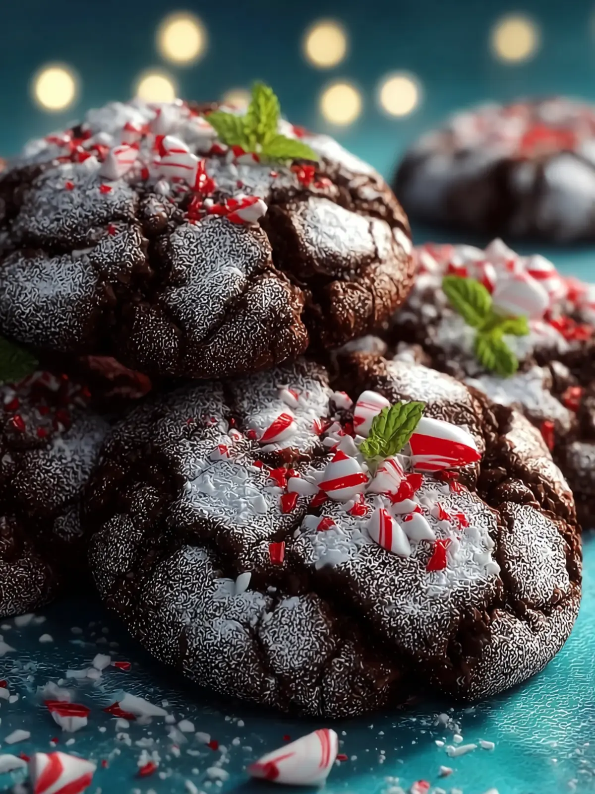 Holiday Chocolate Peppermint Crinkle Cookies Fourth Image rovudc