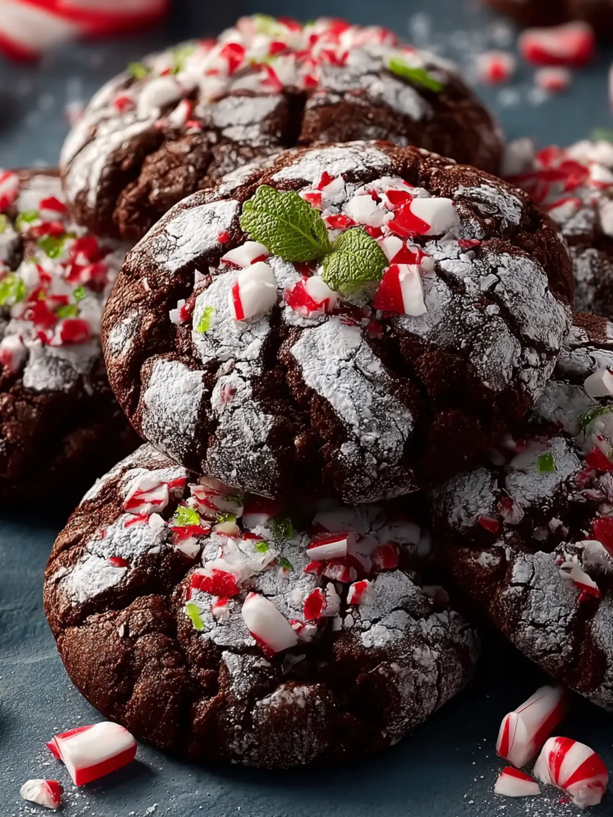 Holiday Chocolate Peppermint Crinkle Cookies Second Image aeyaq6
