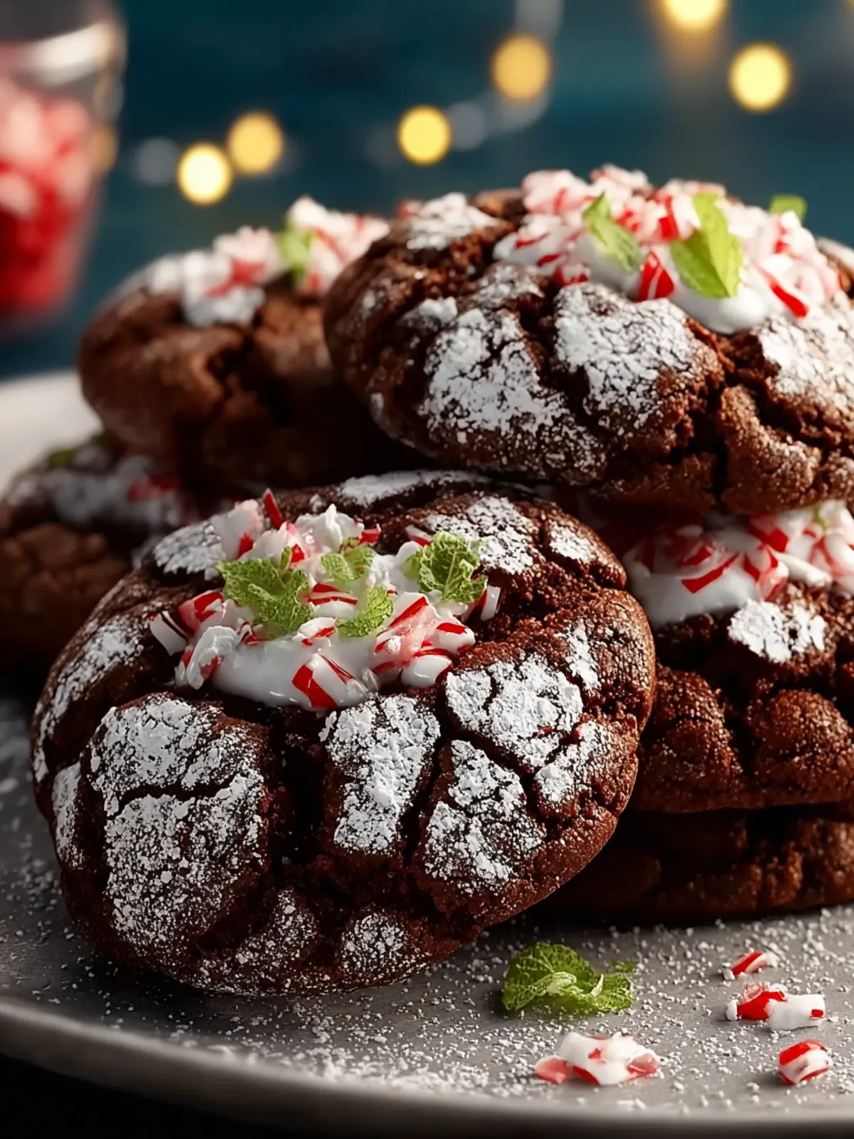 Holiday Chocolate Peppermint Crinkle Cookies Third Image nmnran