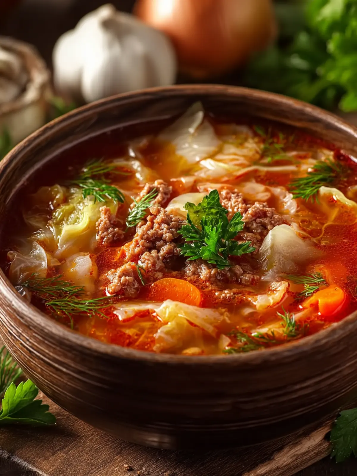 Hearty Cabbage and Ground Beef Soup Second Image owurve