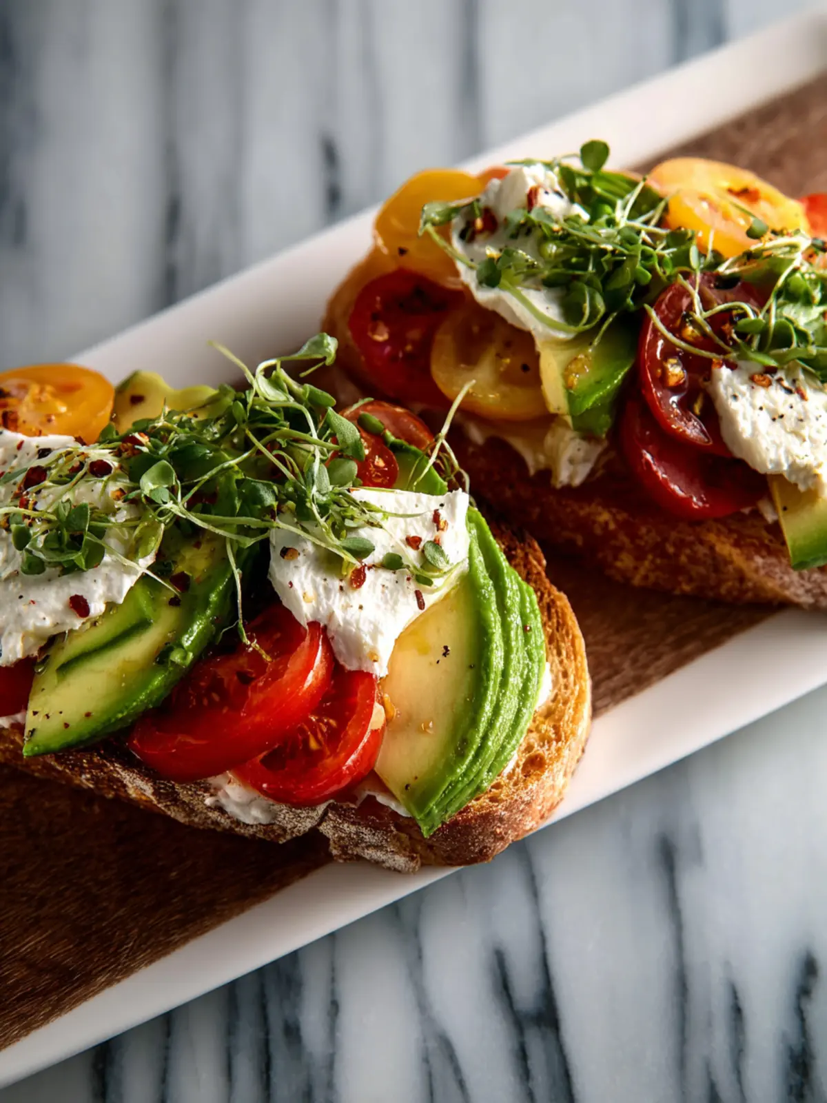 Heirloom Tomato Avocado Burrata Tartines Fourth Image g4s2gj