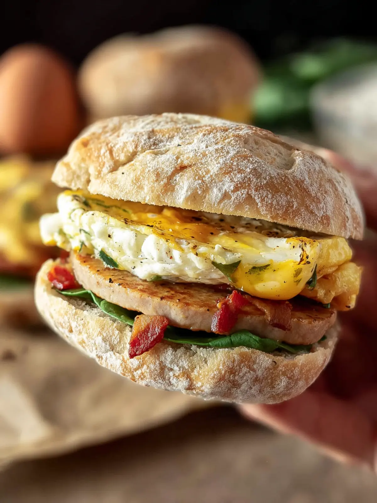 High Protein Breakfast Sandwiches Meal Prep Recipe Third Image qfrnkt