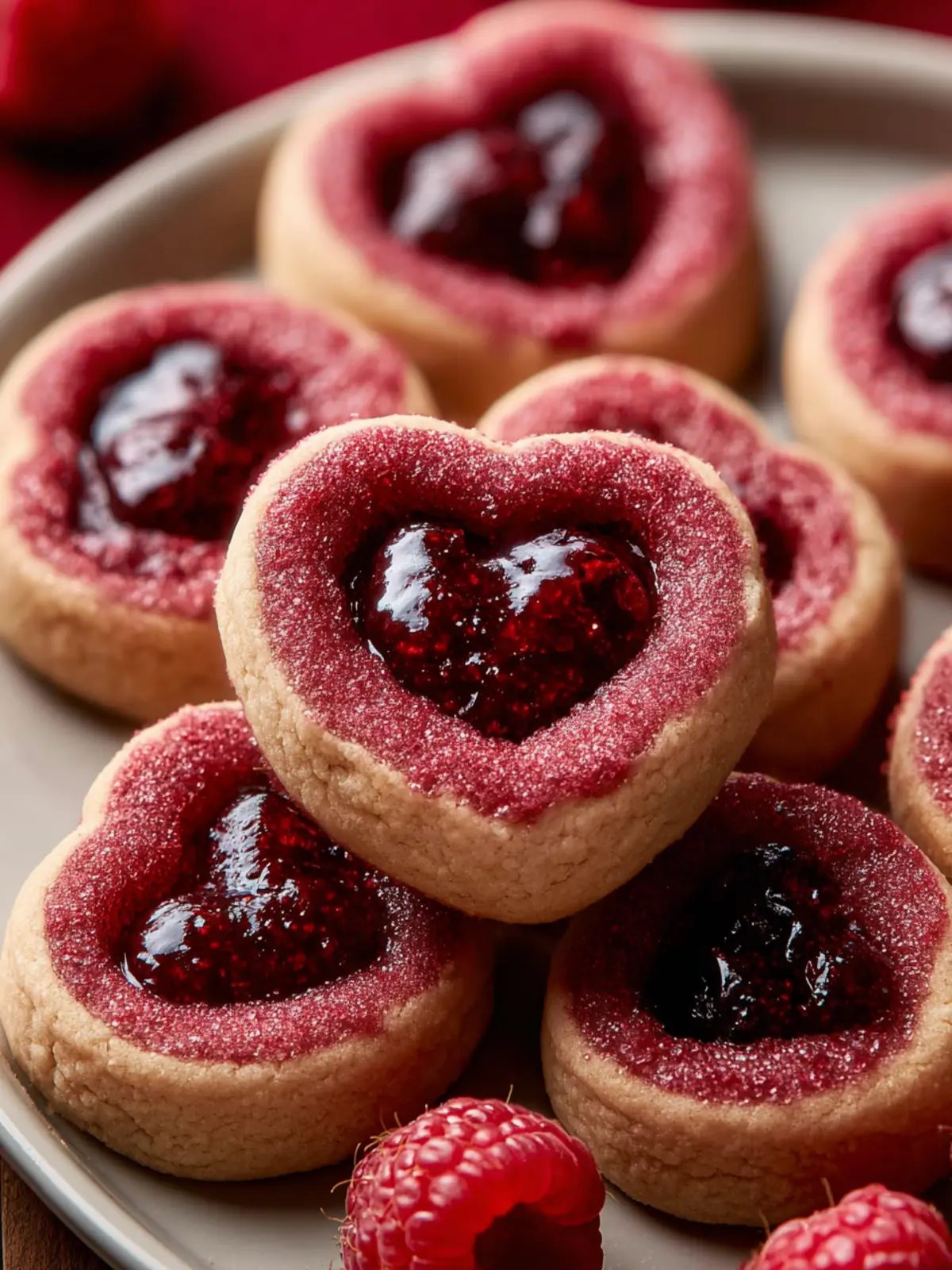 Raspberry Heart Thumbprint Cookies Fourth Image jedluw
