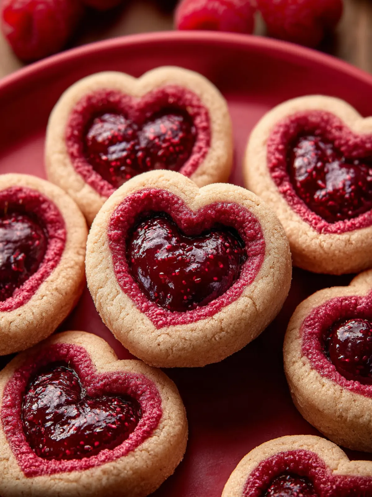 Raspberry Heart Thumbprint Cookies Third Image utob03