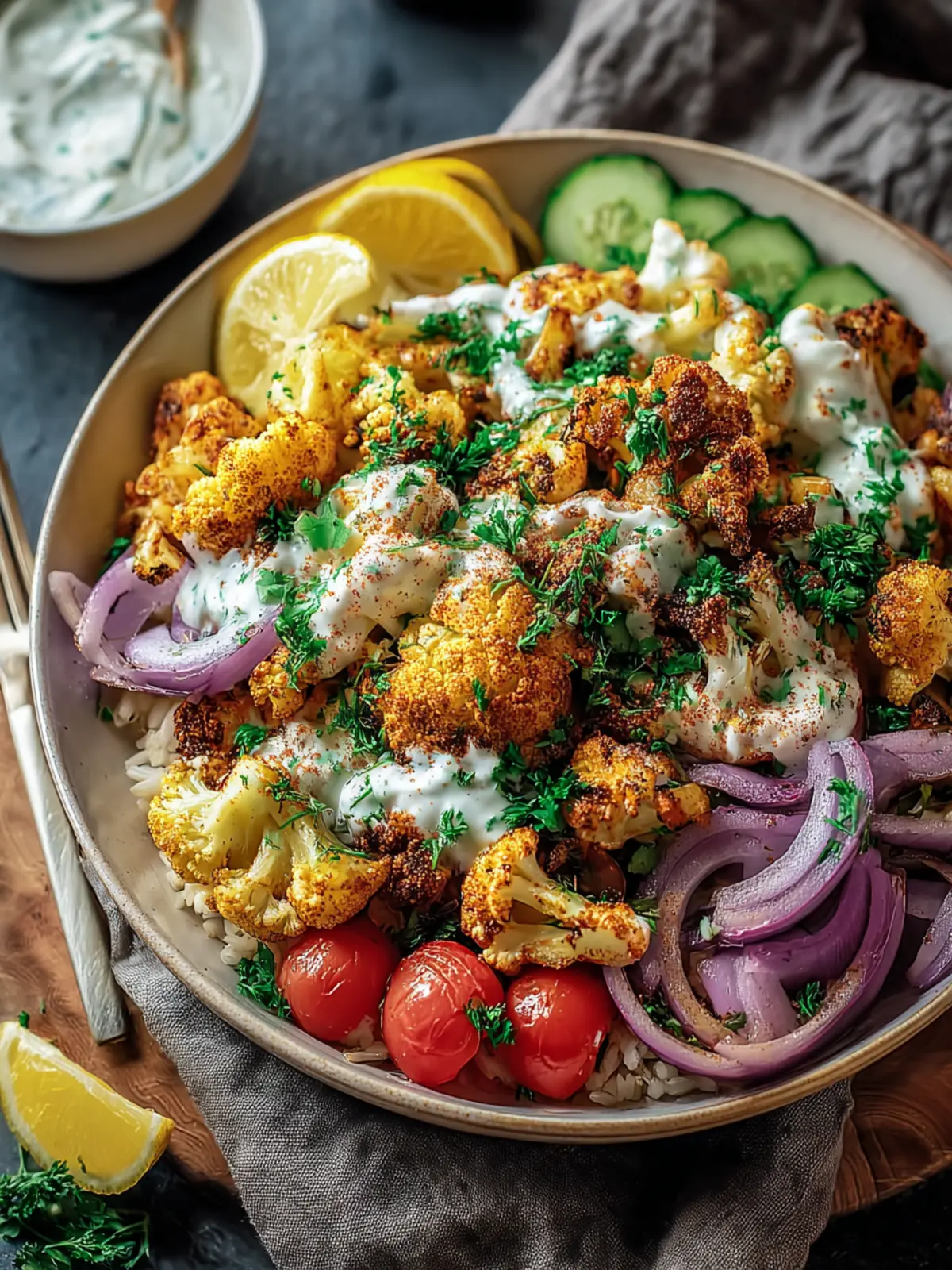 Cauliflower Shawarma Bowl Easy Sheet Pan Dinner Second Image czehcy