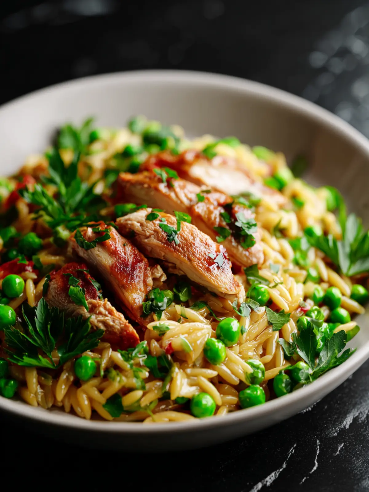 Chicken Orzo With Peas Second Image nis7vf