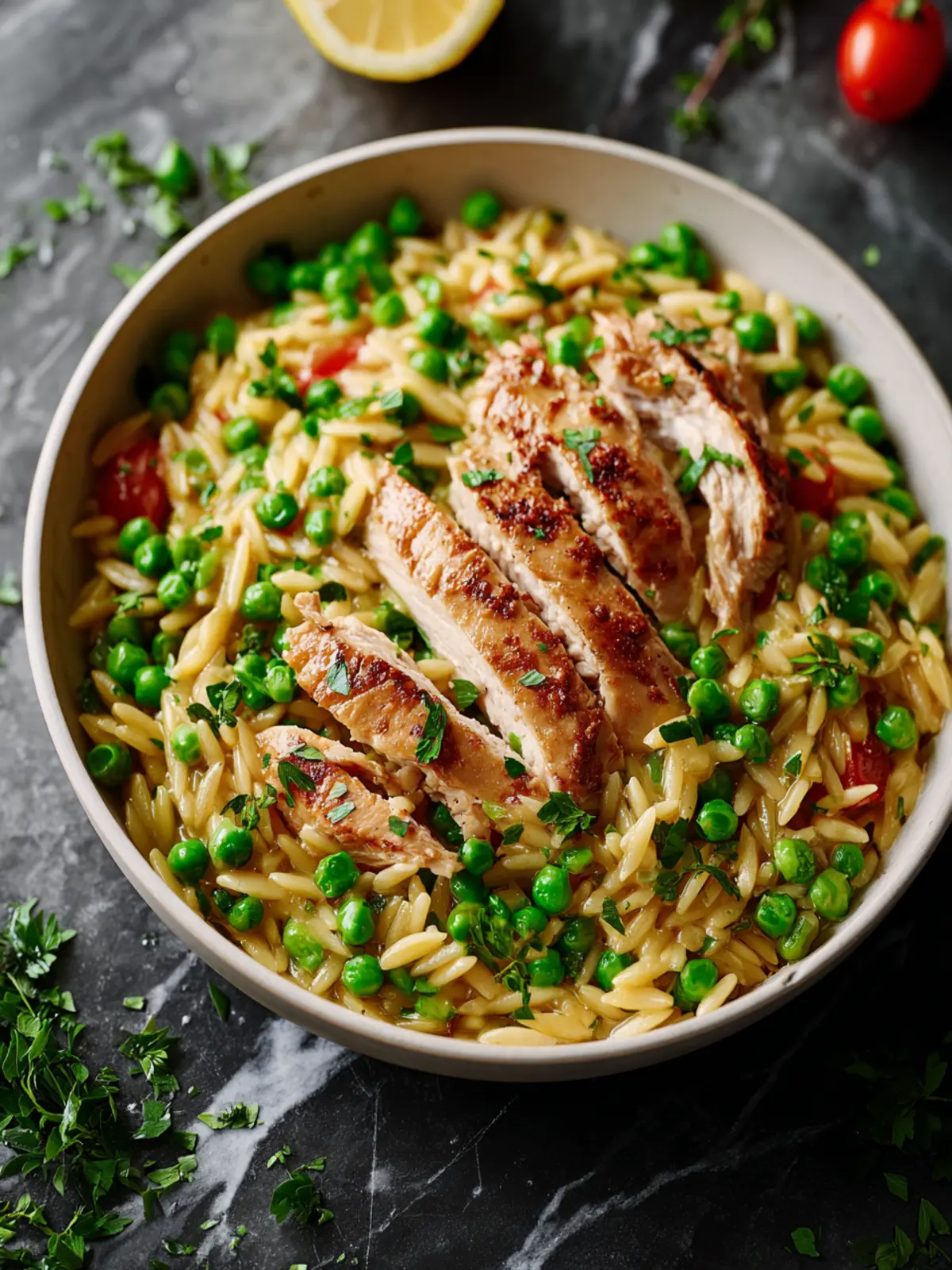 Chicken Orzo With Peas Third Image y2ehpa