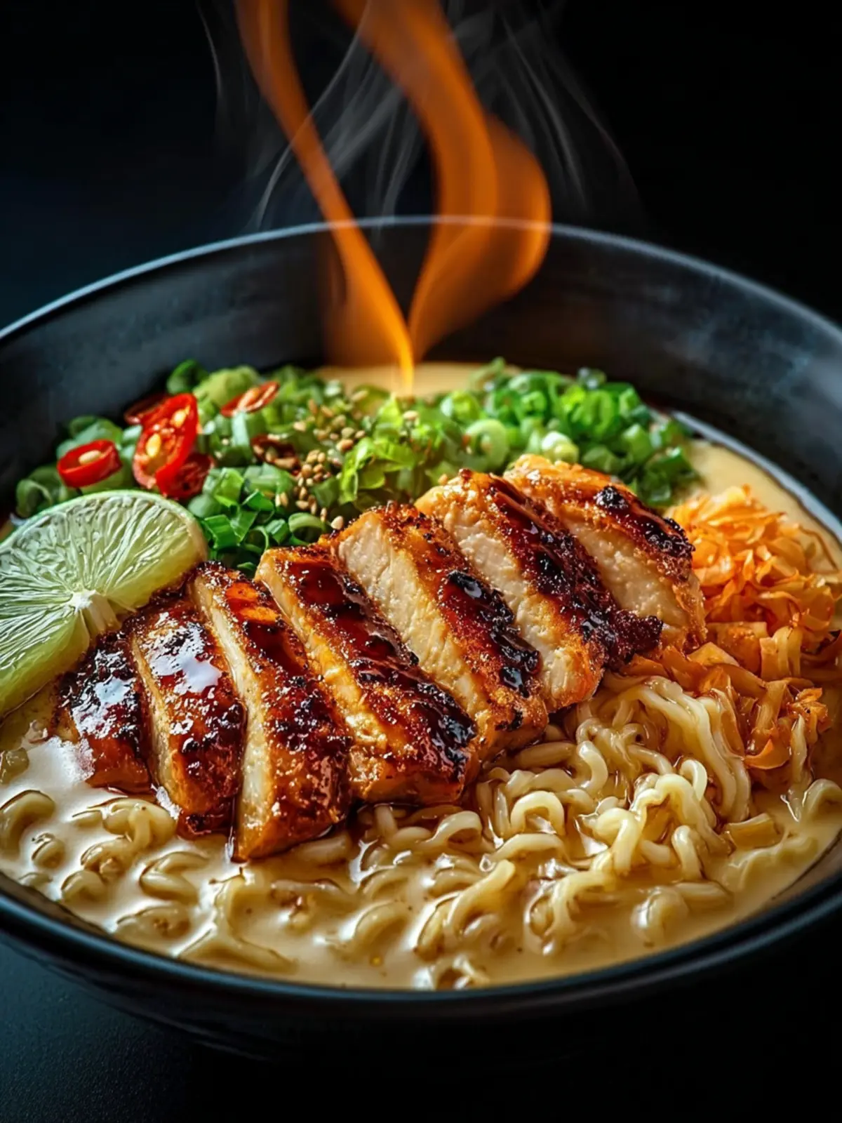 Fiery Chicken Ramen: Creamy Garlic Sauce for Bold Flavor! 6 Fiery Chicken Ramen with Creamy Garlic Sauce Second Image d1ublz