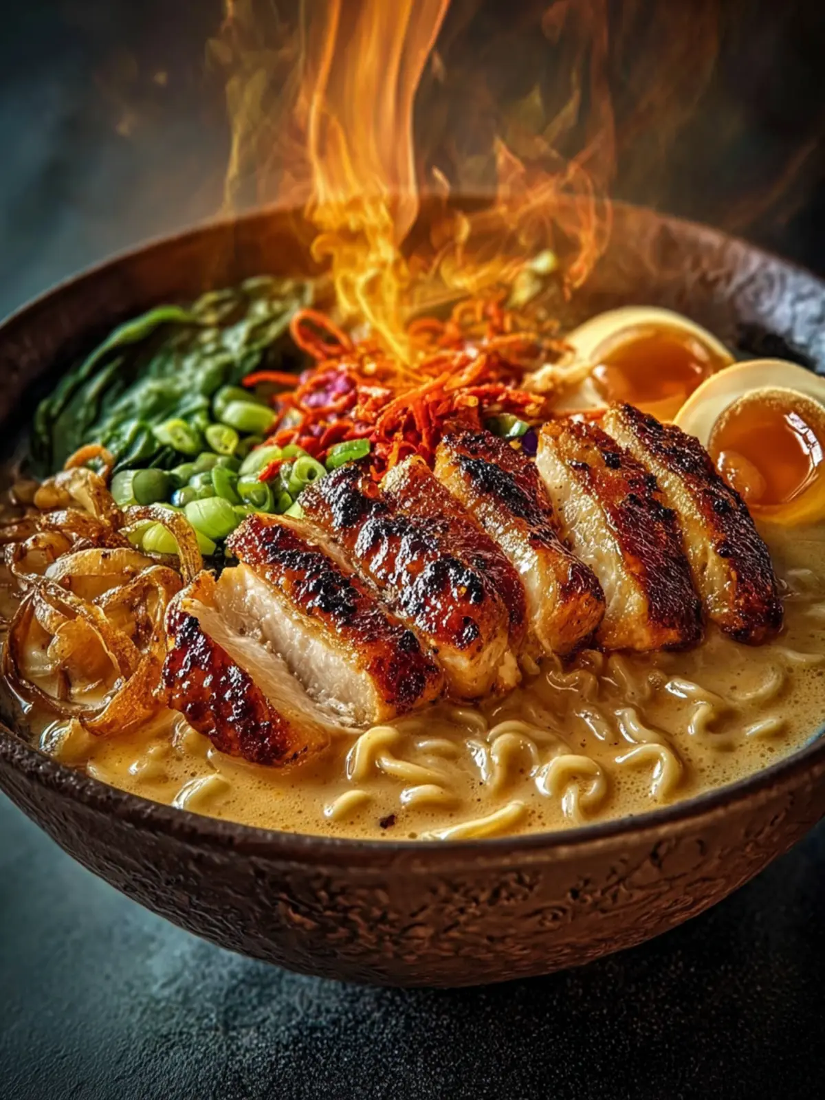 Fiery Chicken Ramen: Creamy Garlic Sauce for Bold Flavor! 7 Fiery Chicken Ramen with Creamy Garlic Sauce Third Image u6wm1y
