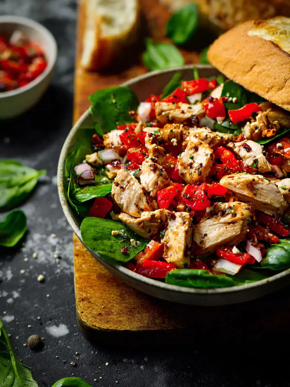 Roasted Red Pepper Chicken Salad with Balsamic Dressing Fourth Image p6vlje