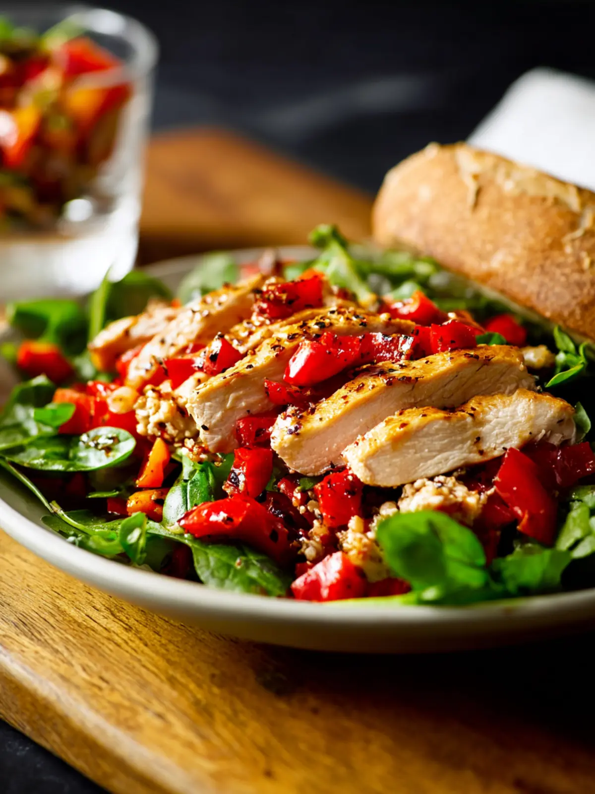 Roasted Red Pepper Chicken Salad with Balsamic Dressing Third Image zucm4c