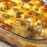 Cheesy Sausage Biscuit Breakfast Casserole 3 Biscuits Gravy Egg Casserole