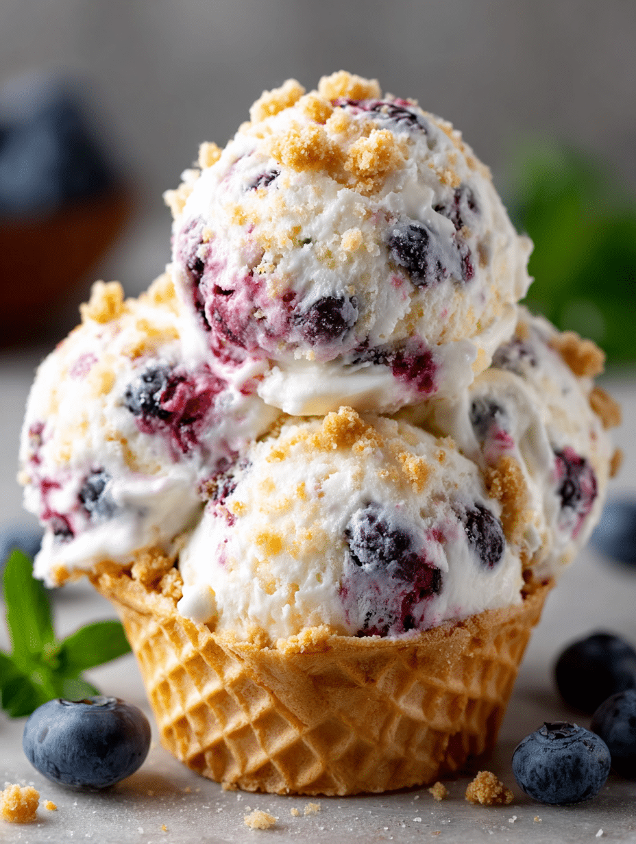 Blueberry Cheesecake Ice Cream (Waffle Cone Crumble Delight)