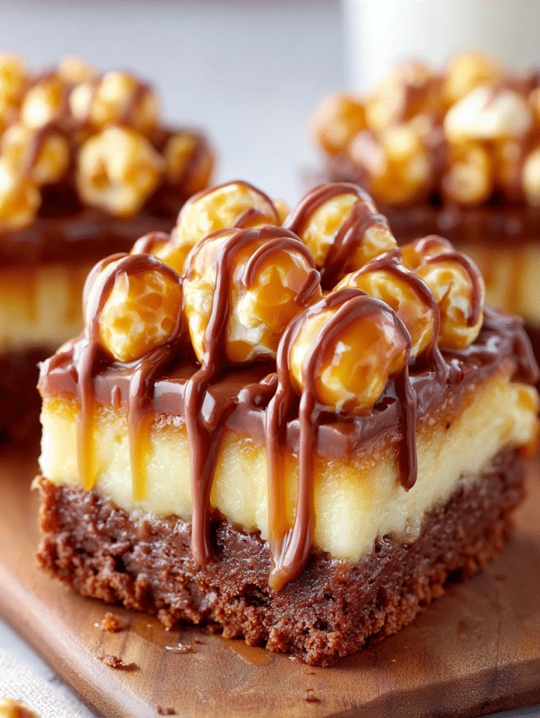 Caramel Popcorn Brownie Slab