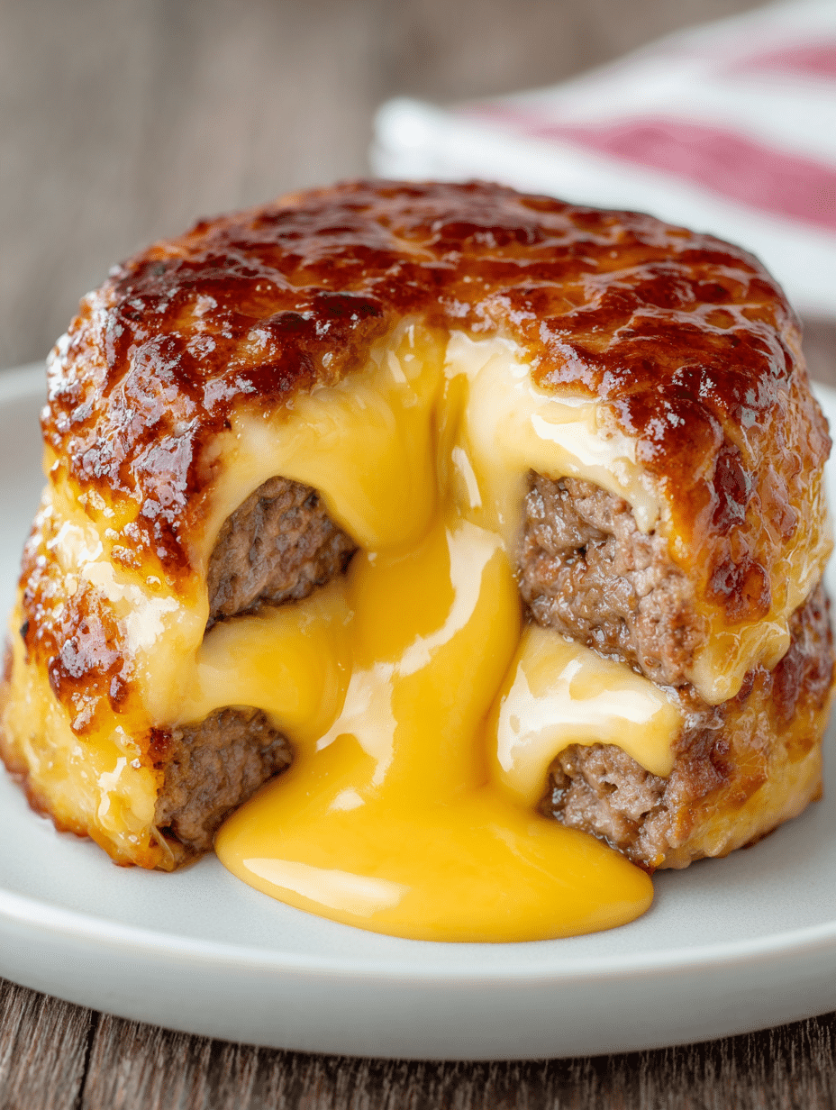 Cheeseburger Lava Cake (Molten Melt Bomb)