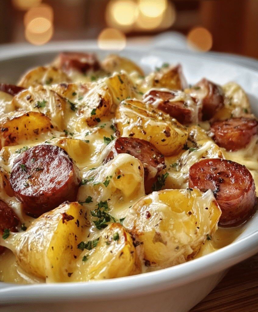 Cheesy Ranch Potatoes & Smoked Sausage