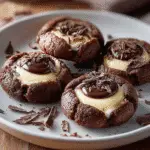 Chocolate Thumbprint Cookies with Vanilla Cream delight your taste buds! 3 Chocolate Thumbprint Cookies with Vanilla Cream
