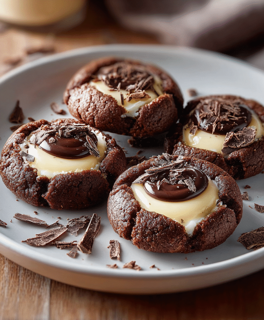 Chocolate Thumbprint Cookies with Vanilla Cream