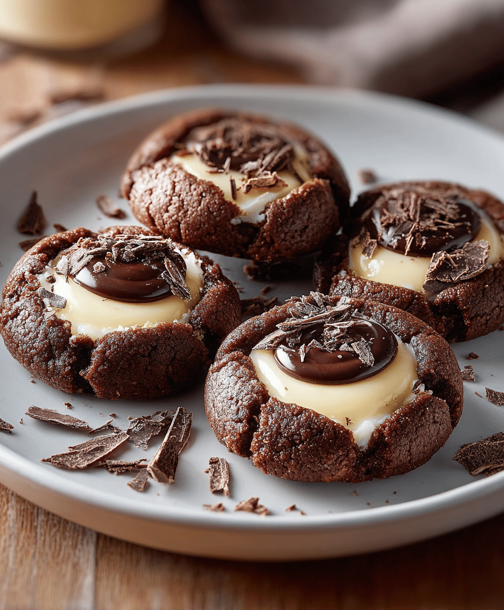 Chocolate Thumbprint Cookies with Vanilla Cream