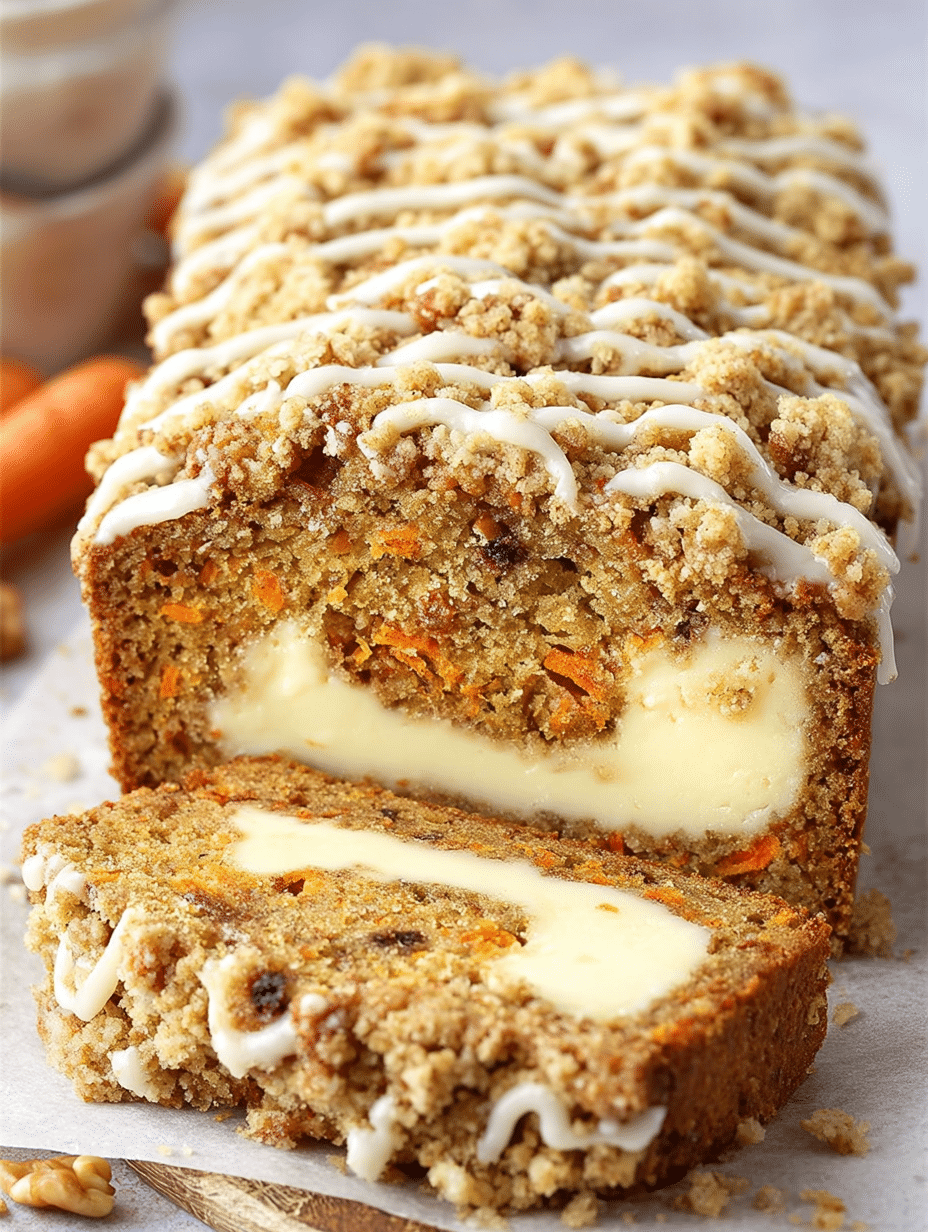 Cream Cheese Filled Carrot Cake Loaf
