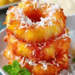 Fried Pineapple Rings with Coconut Sauce: A Delightful Treat! 3 Fried Pineapple Rings with Coconut Sauce
