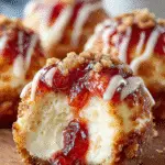 Gooey Peanut Butter & Jelly Cheesecake Bombs are irresistible! 3 Gooey Peanut Butter & Jelly Cheesecake Bombs