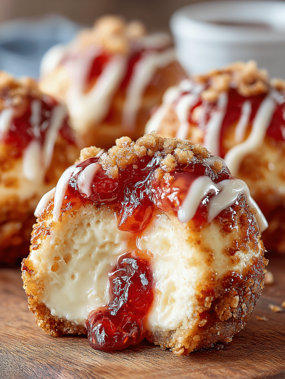 Gooey Peanut Butter & Jelly Cheesecake Bombs
