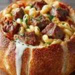 Mega Stuffed Ramen Bread Bowl (Cheesy Steak Mac Fusion) 3 Mega Stuffed Ramen Bread Bowl (Cheesy Steak Mac Fusion)