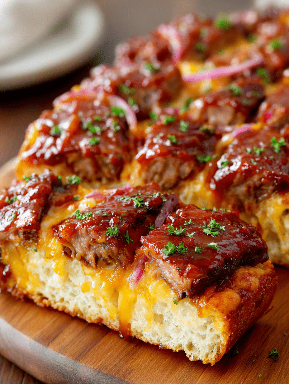Overloaded BBQ Rib Slab Pizza (Cheddar Crust Edition) 2 Overloaded BBQ Rib Slab Pizza (Cheddar Crust Edition)