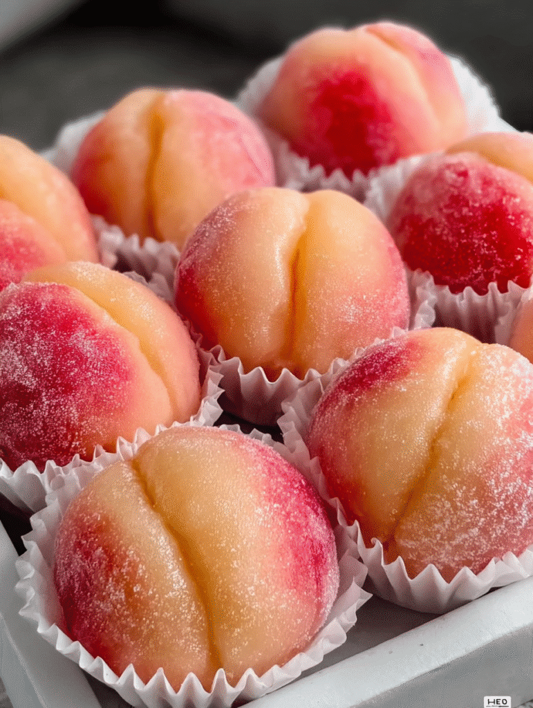 Peach Mochi Buns