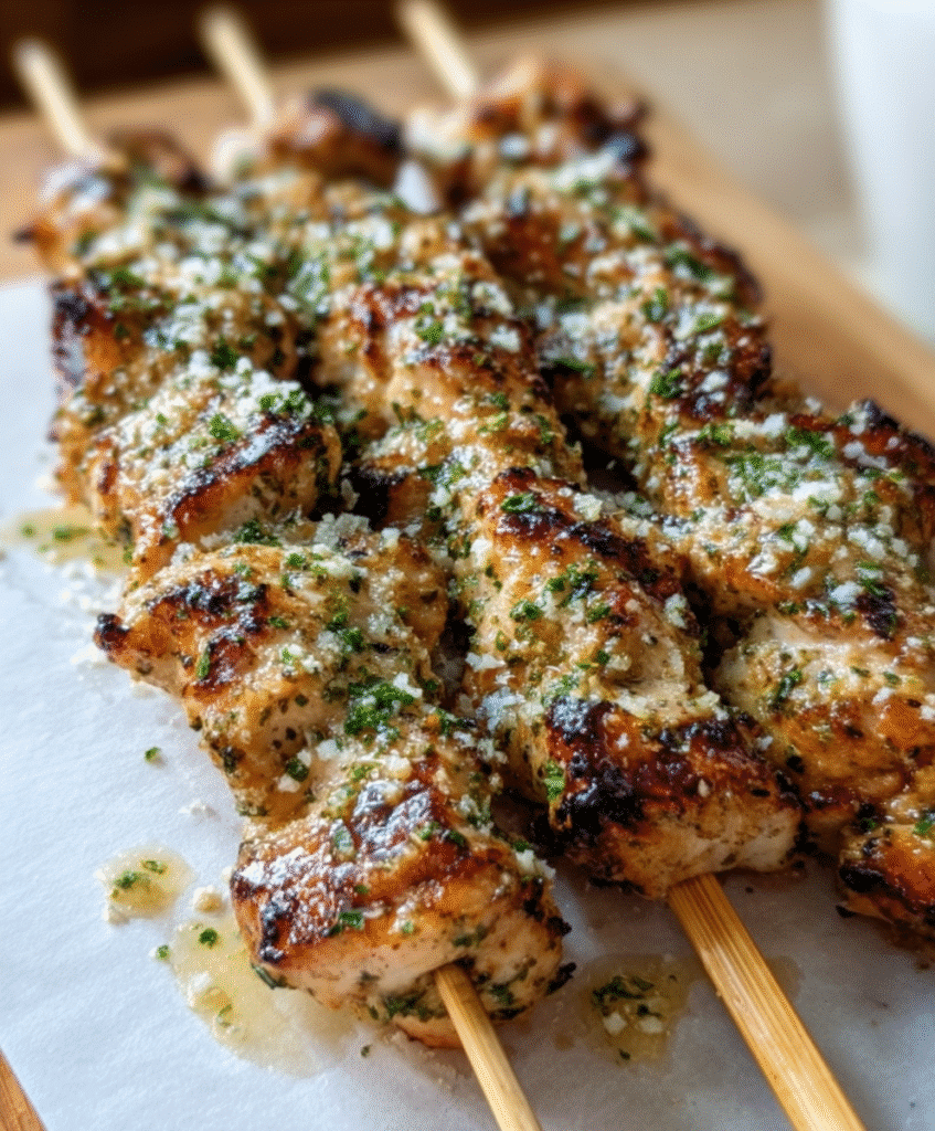 Ranch Garlic Parmesan Chicken Skewers