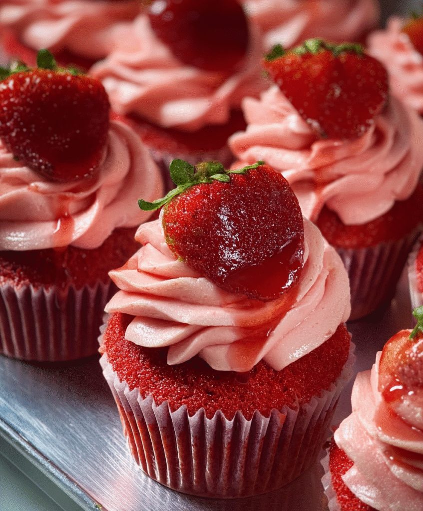 Strawberry Shortcake Drip Cupcakes