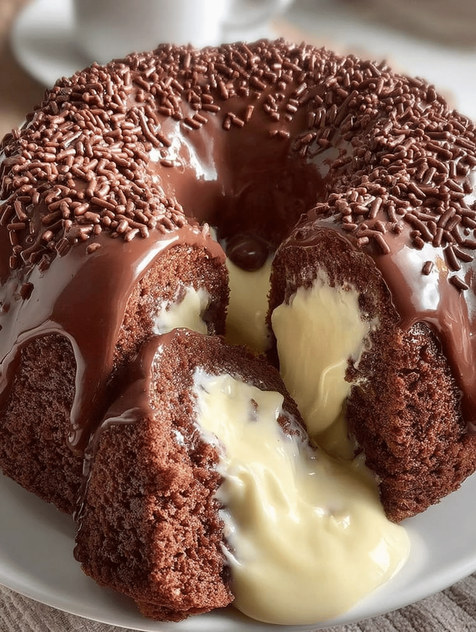 Chocolate Fudge Bundt Cake with Cream Filling delight! 4 Chocolate Fudge Bundt Cake with Cream Filling