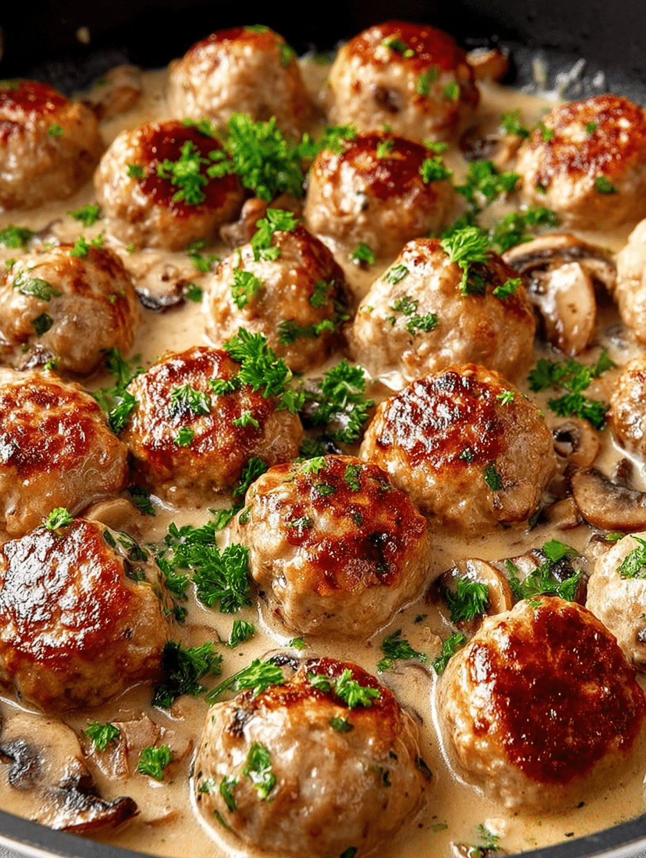 Creamy Garlic Mushroom Meatballs