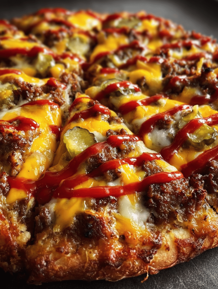 Giant Burger Pizza with Meat and Cheese