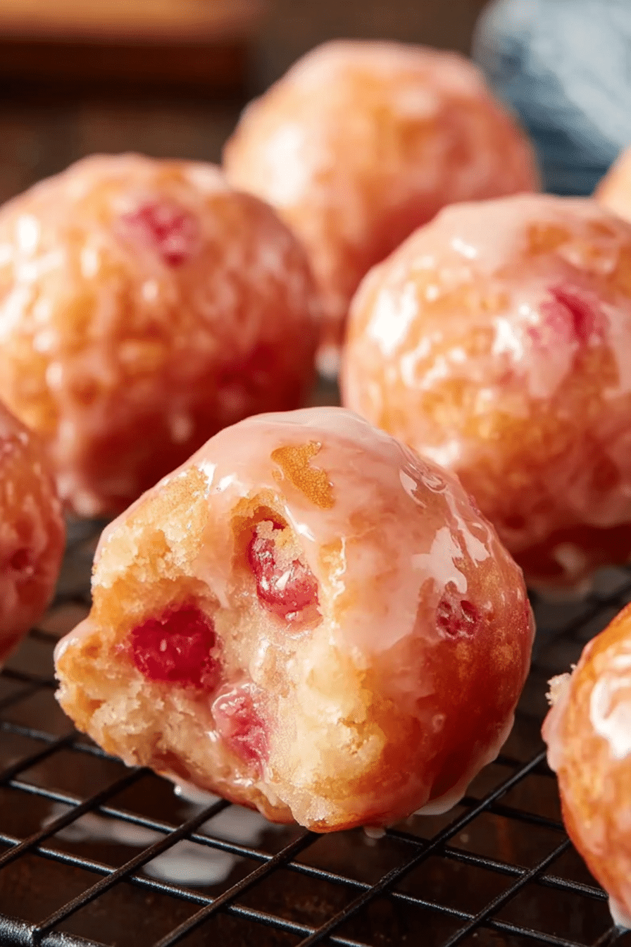 Glazed Cherry Donut Holes