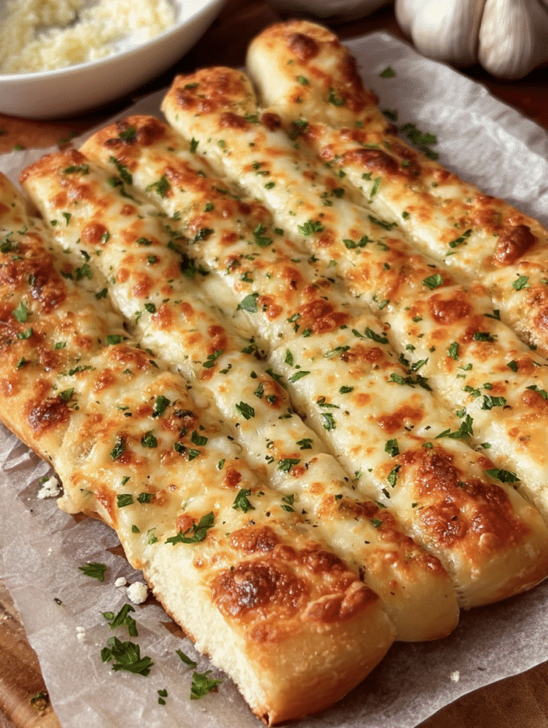 Homemade Cheesy Garlic Breadsticks