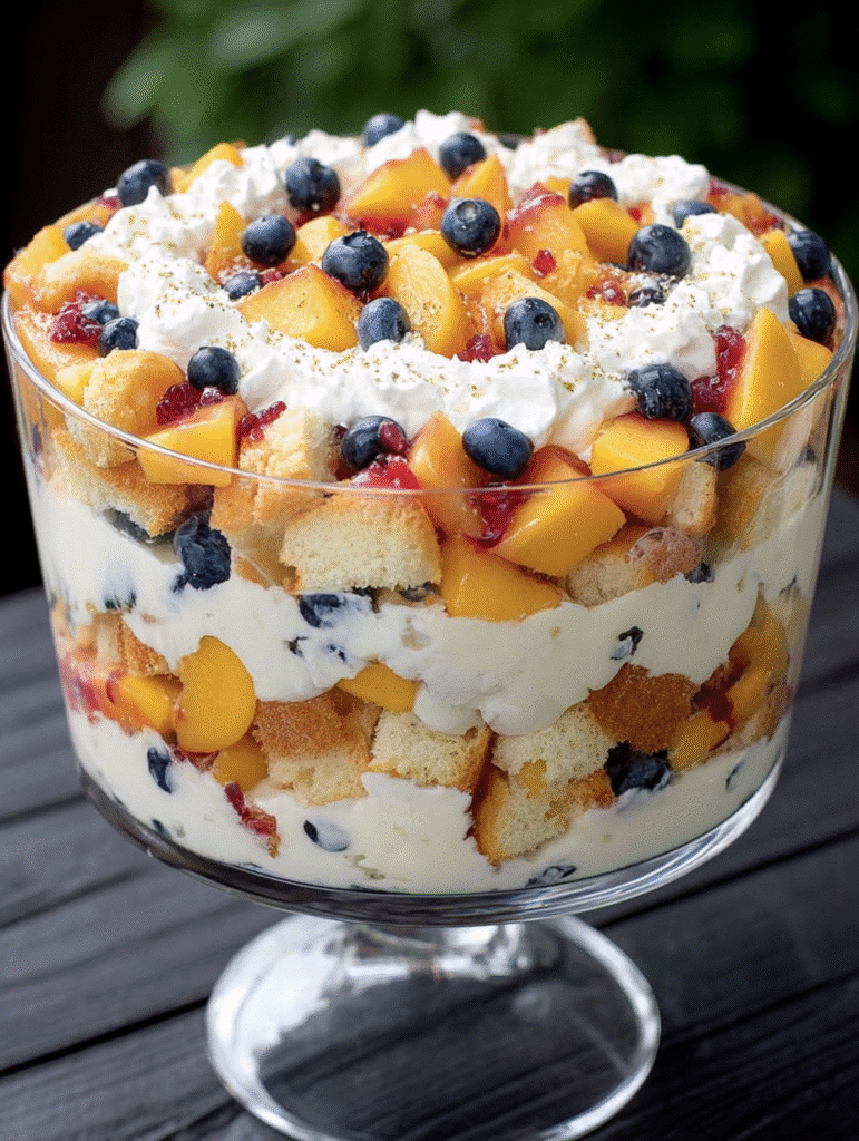 Peach & Blueberry Summer Trifle