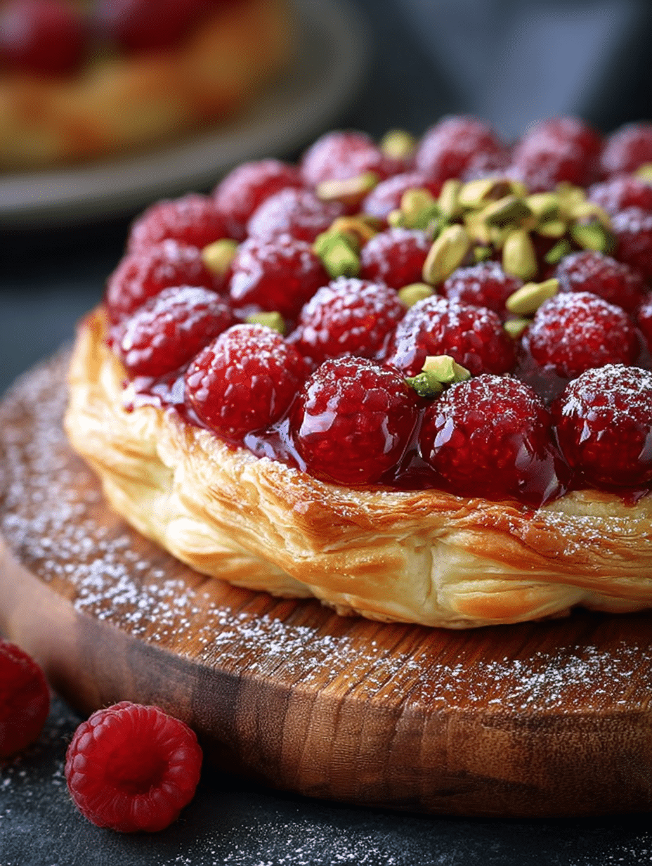 Raspberry Pistachio Puff Pastry Tart