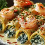 Shrimp & Spinach Stuffed Pasta Rolls that Wow Your Tastebuds! 3 Shrimp & Spinach Stuffed Pasta Rolls