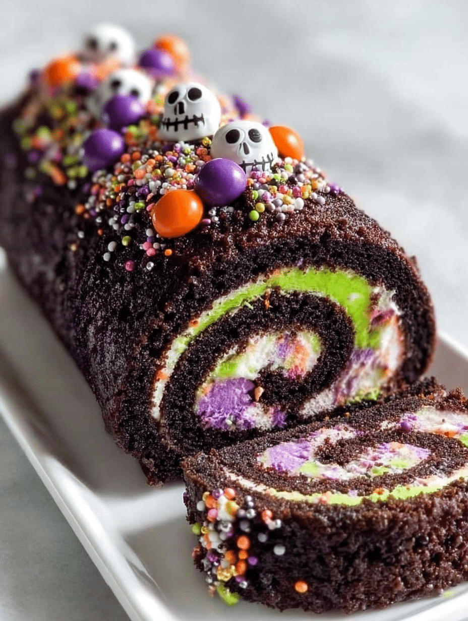 Spooky Halloween Chocolate Roll Cake
