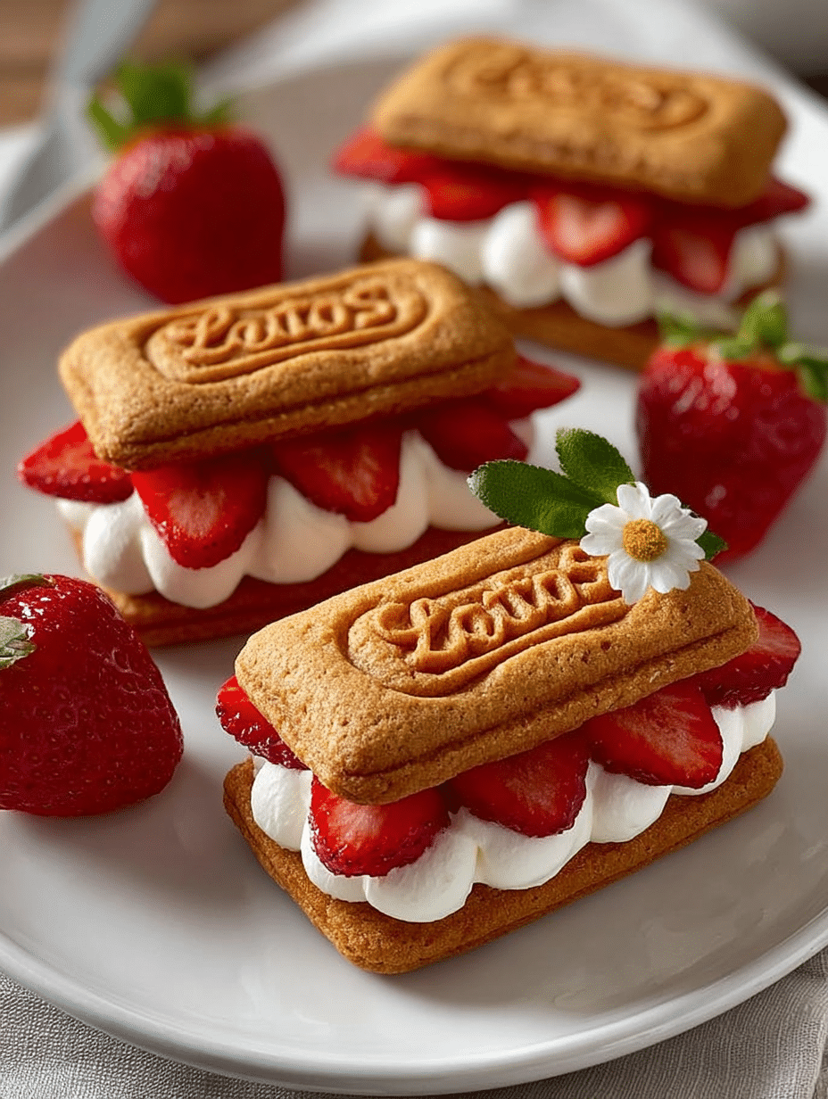 Strawberry & Cream Lotus Biscuit Sandwiches