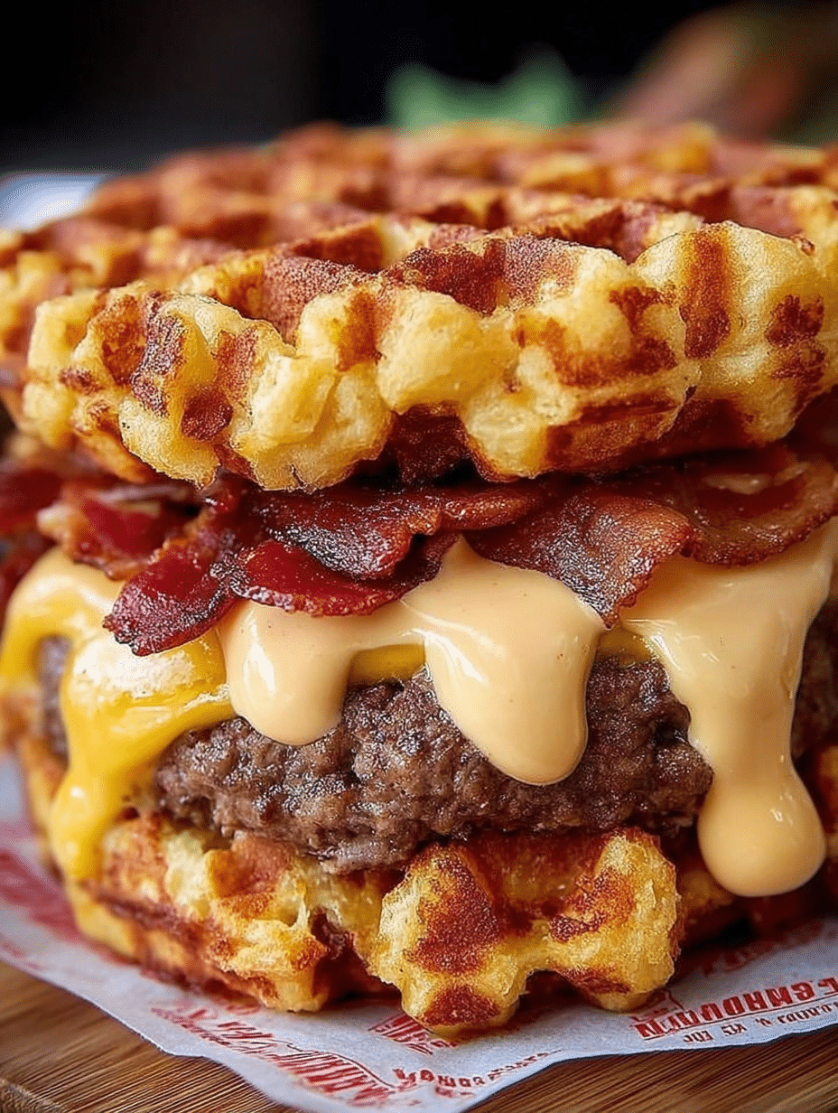 Waffle Grilled Cheeseburger Melt: An Irresistible Delight! 4 Waffle Grilled Cheeseburger Melt