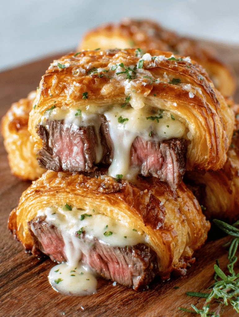 Butter-Poached Steak Croissant Tower